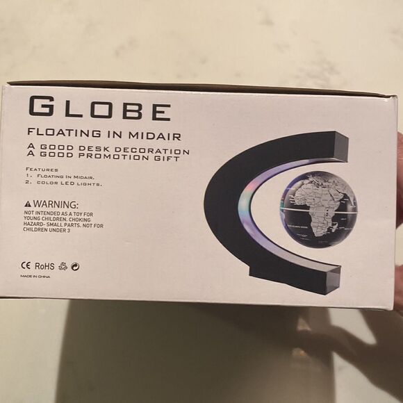 Levitation Globe with LED Lights Magnetic Floating World Map Silver/Black NEW - Picture 4 of 6